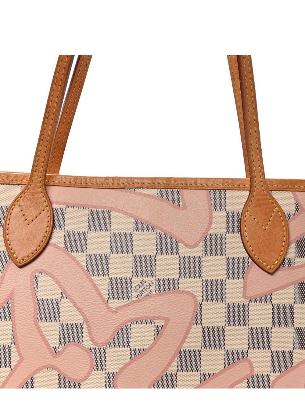 Louis Vuitton Pink & Cream Damier Azur Graffiti Neverfull Tote - Picture 8 of 11
